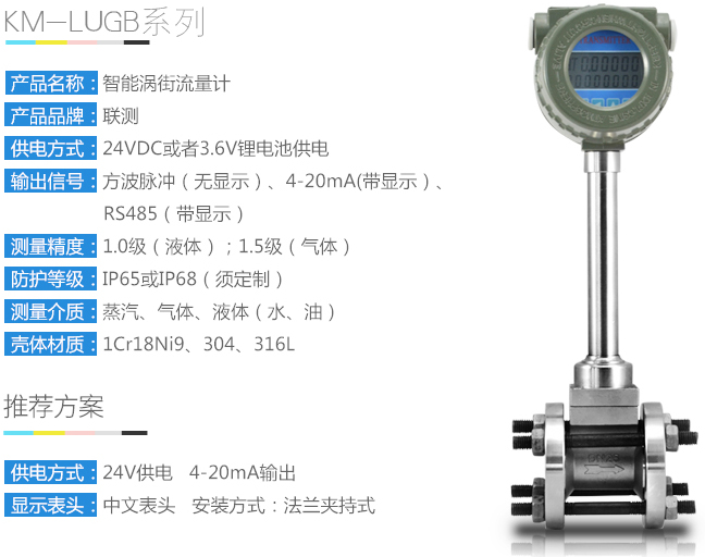 智能型渦街流量計技術參數(shù)圖